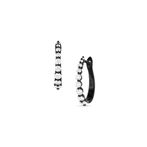 Dominique Cohen graduated diamond bubble 1 carat petite hoop earrings in black gold<span class='visuallyhidden'>; shop help at 760-978-9297.</span>